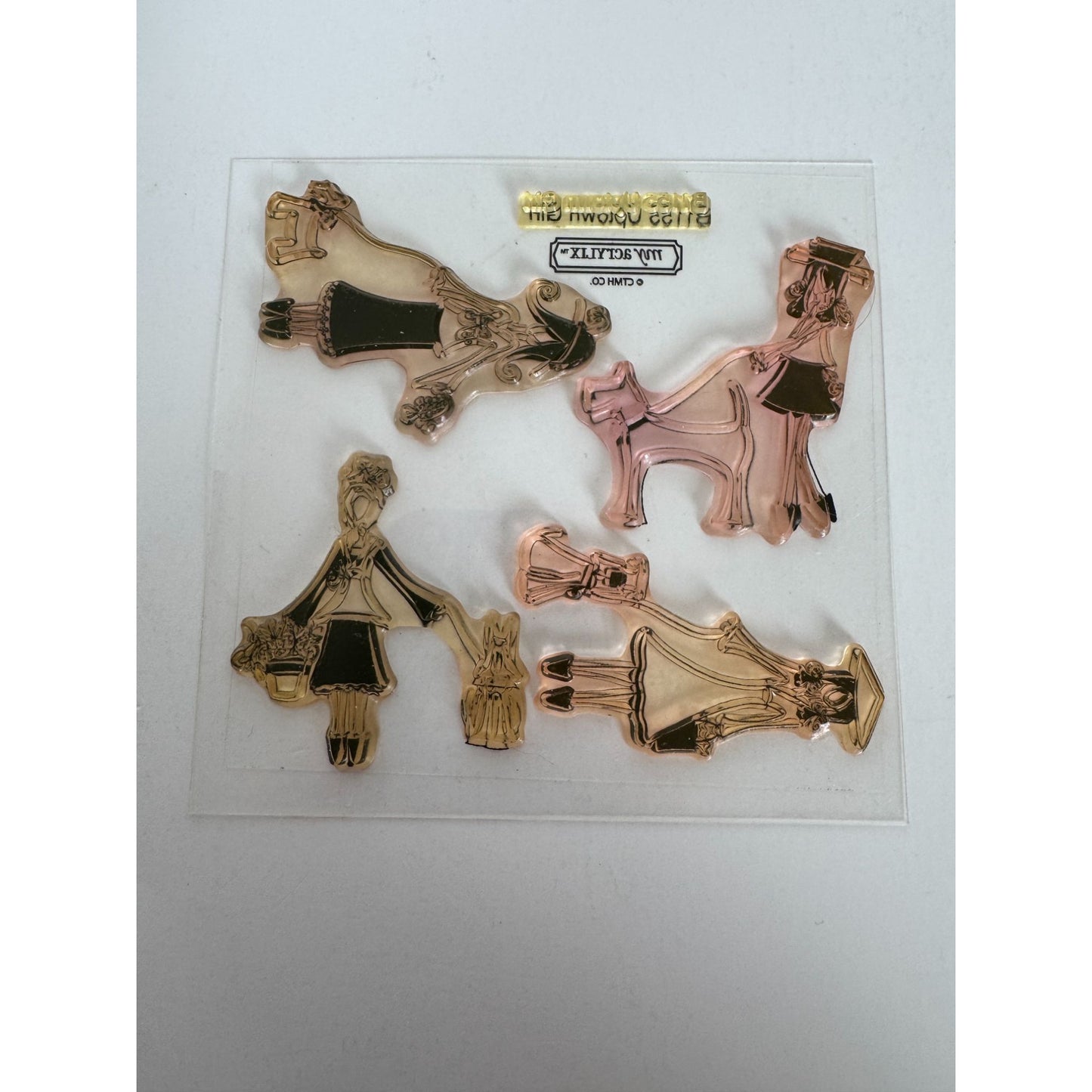 CTMH My Acrylix Acrylic Stamp Set Uptown Girl Dog Walking Lady Card Making B1155