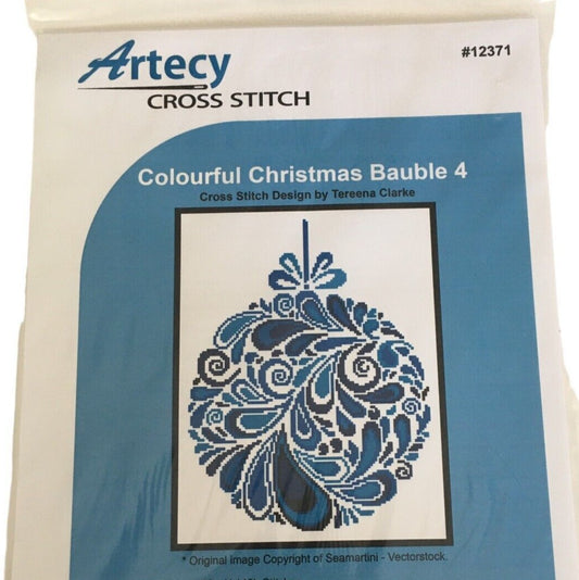 Artecy Cross Stitch Pattern Colorful Christmas Bauble Holiday Ornament Winter