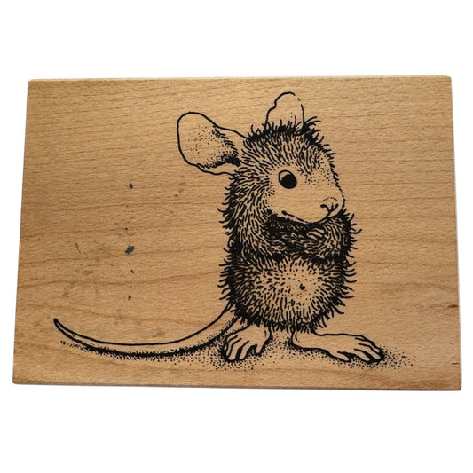 Stampa Rosa Wood Rubber Stamp House Mouse Mudpie Arms Crossed Animal Card Making