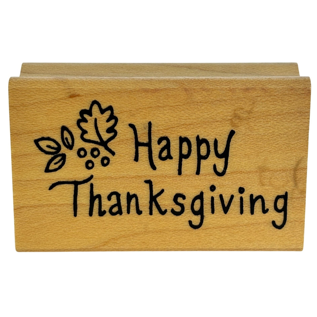 Great Impressions Rubber Stamp Happy Thanksgiving Fall Leaves Autumn Cardmaking Wood Mounted