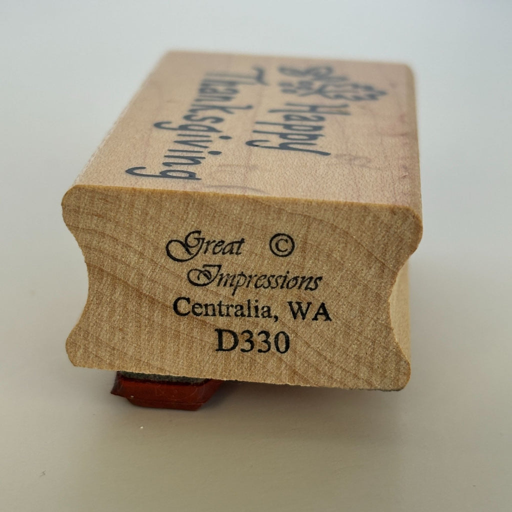 Great Impressions Rubber Stamp Happy Thanksgiving Fall Leaves Autumn Cardmaking Wood Mounted