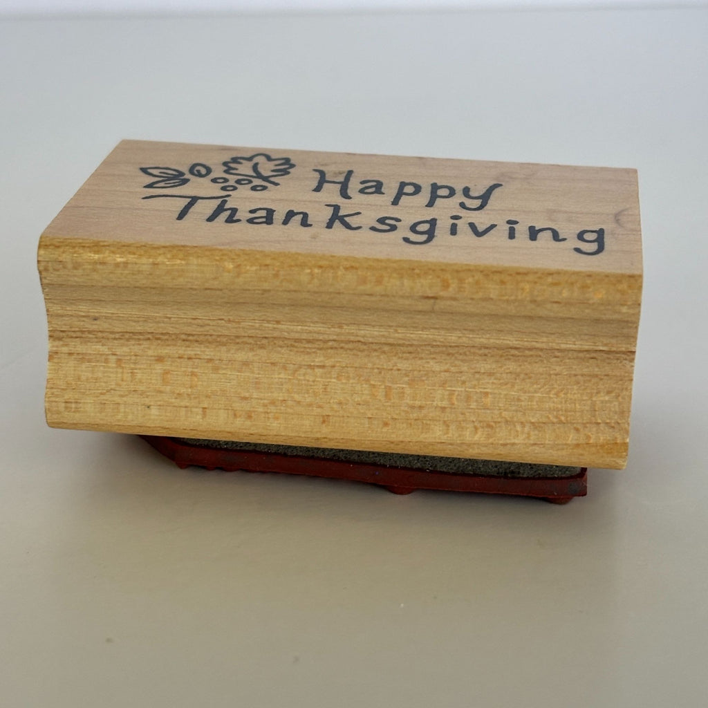 Great Impressions Rubber Stamp Happy Thanksgiving Fall Leaves Autumn Cardmaking Wood Mounted