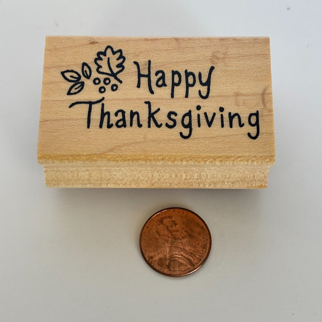 Great Impressions Rubber Stamp Happy Thanksgiving Fall Leaves Autumn Cardmaking Wood Mounted