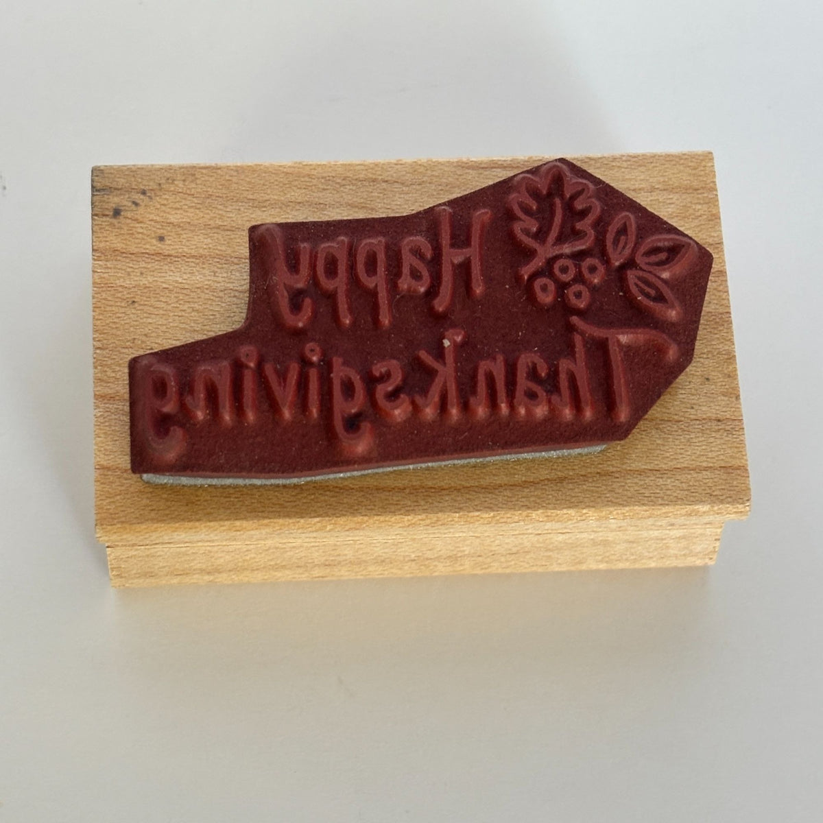 Great Impressions Rubber Stamp Happy Thanksgiving Fall Leaves Autumn Cardmaking Wood Mounted