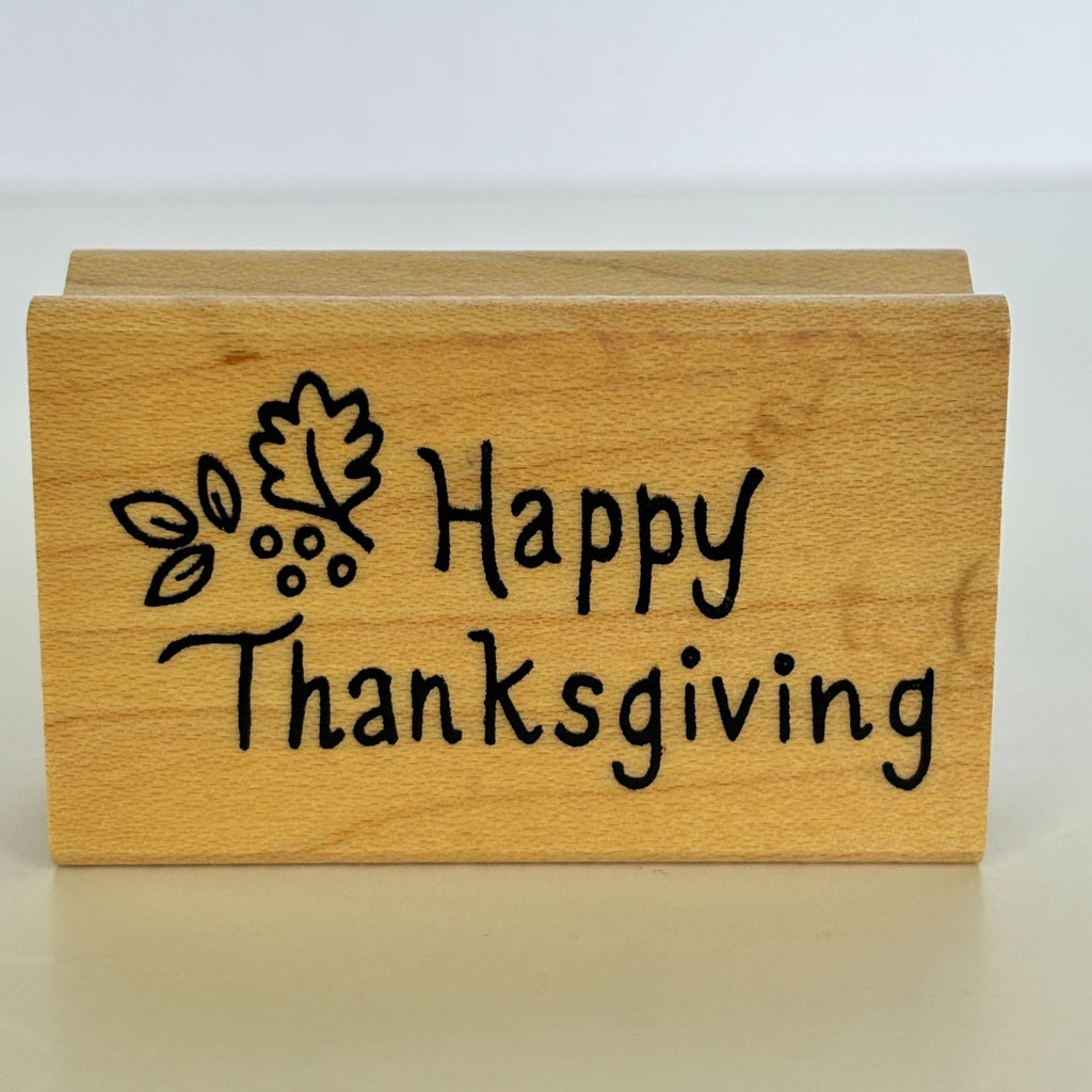 Great Impressions Rubber Stamp Happy Thanksgiving Fall Leaves Autumn Cardmaking Wood Mounted