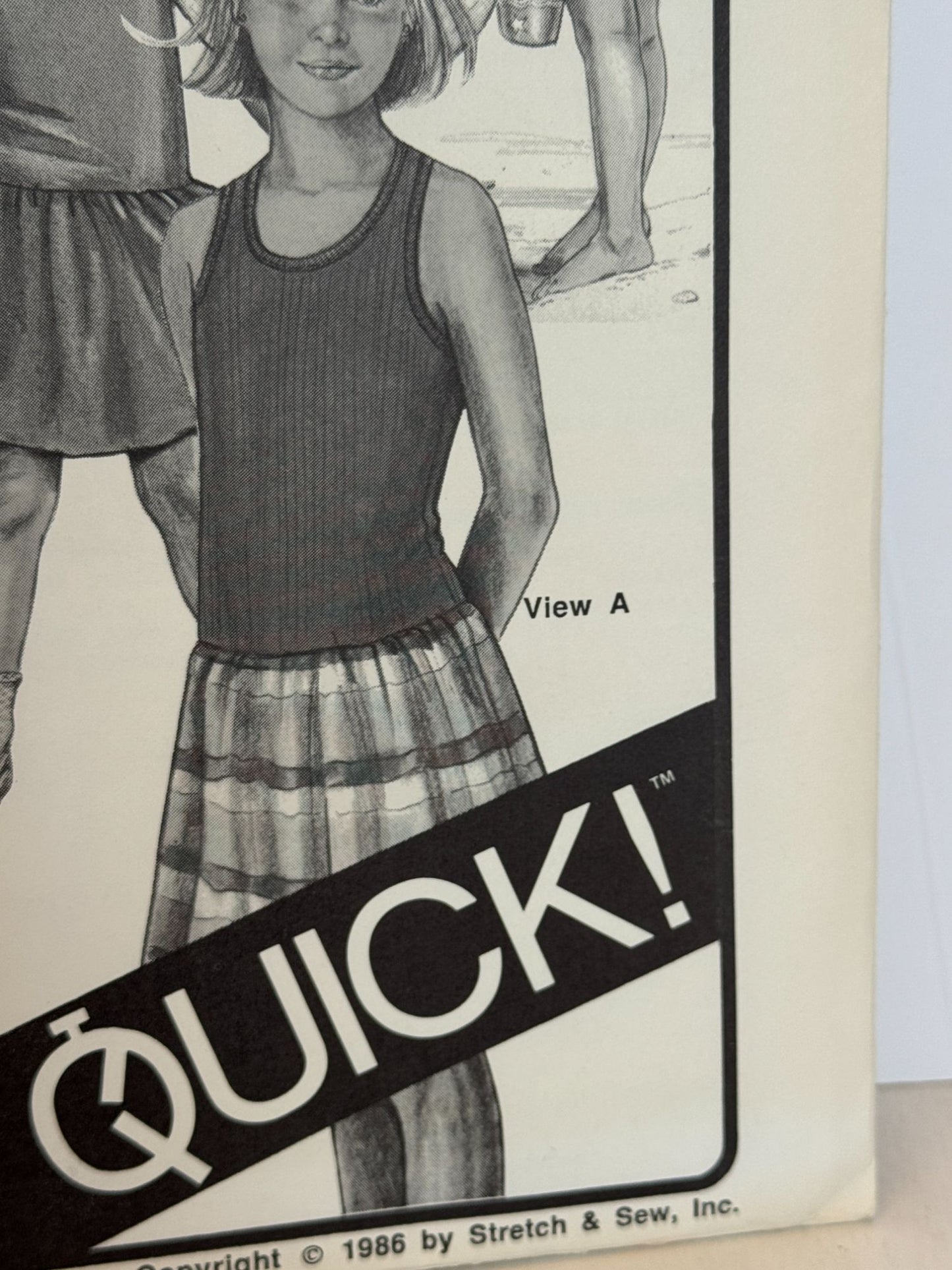 Stretch and Sew Sewing Pattern 940 Childrens Tank Top Shirt and Dress 1980s UC