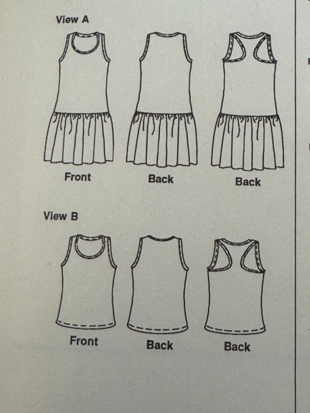 Stretch and Sew Sewing Pattern 940 Childrens Tank Top Shirt and Dress 1980s UC