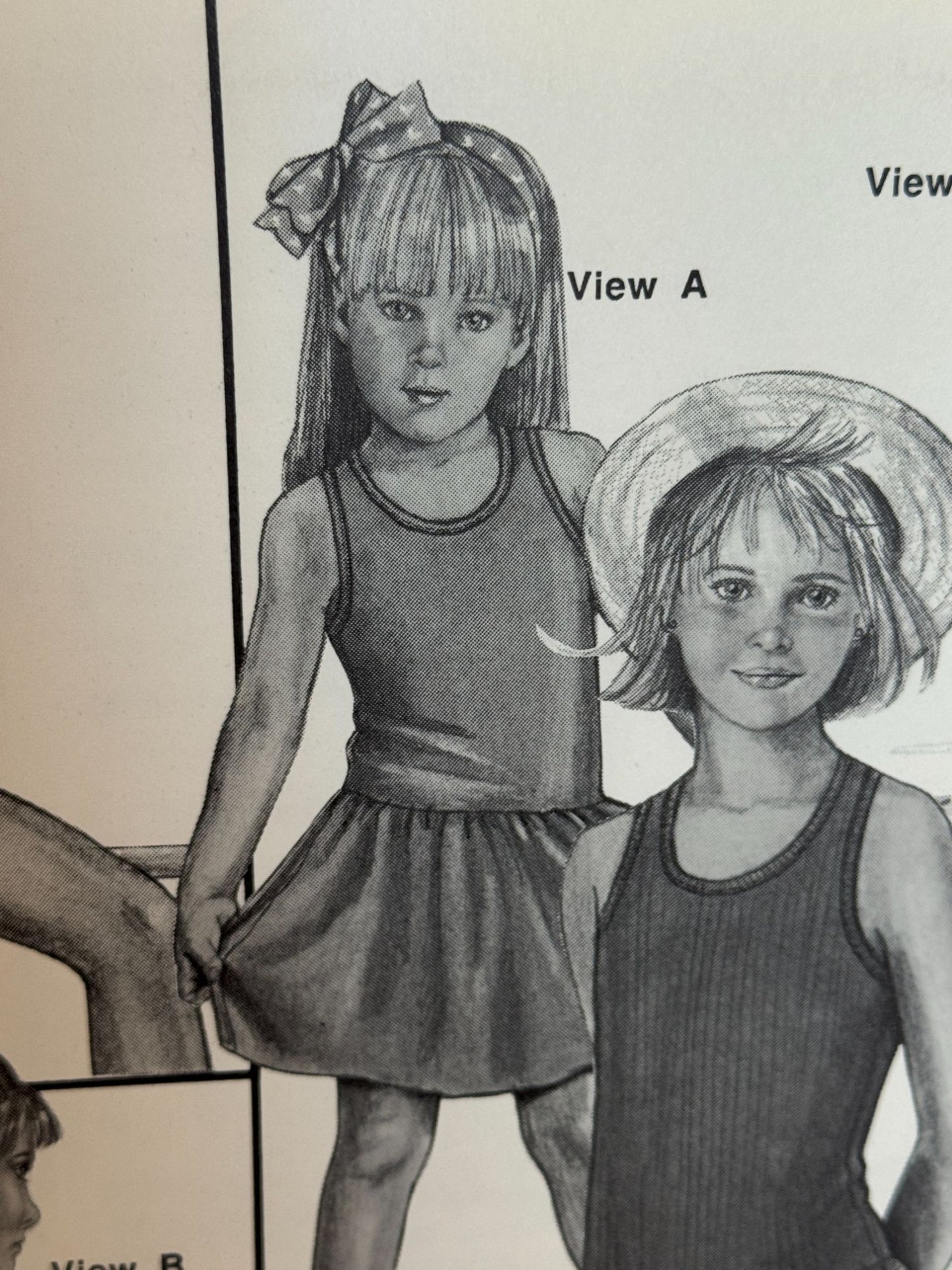 Stretch and Sew Sewing Pattern 940 Childrens Tank Top Shirt and Dress 1980s UC