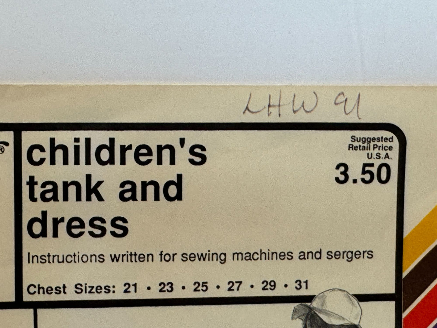 Stretch and Sew Sewing Pattern 940 Childrens Tank Top Shirt and Dress 1980s UC