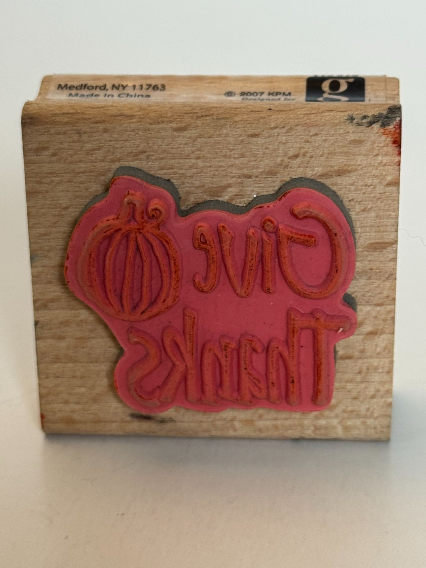 Studio G Rubber Stamp Give Thanks Pumpkin Harvest Thanksgiving Card Making Craft
