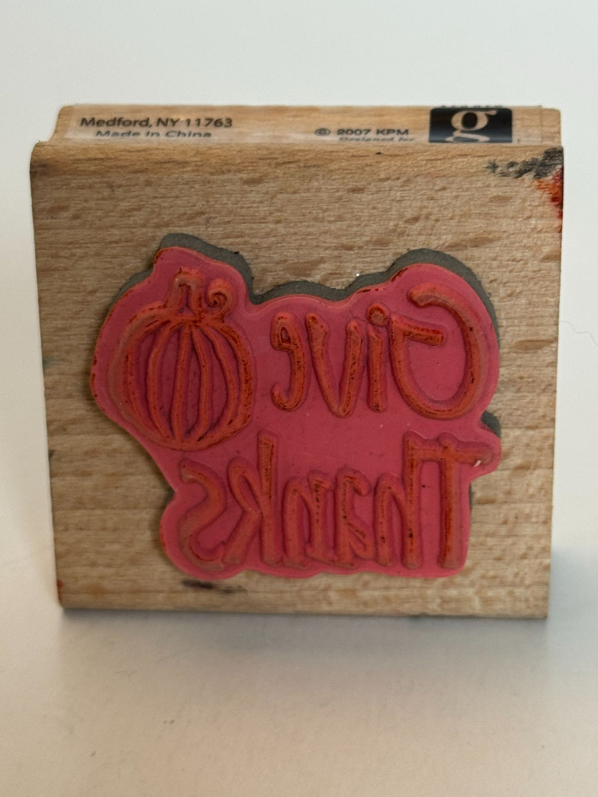 Studio G Rubber Stamp Give Thanks Pumpkin Harvest Thanksgiving Card Making Craft