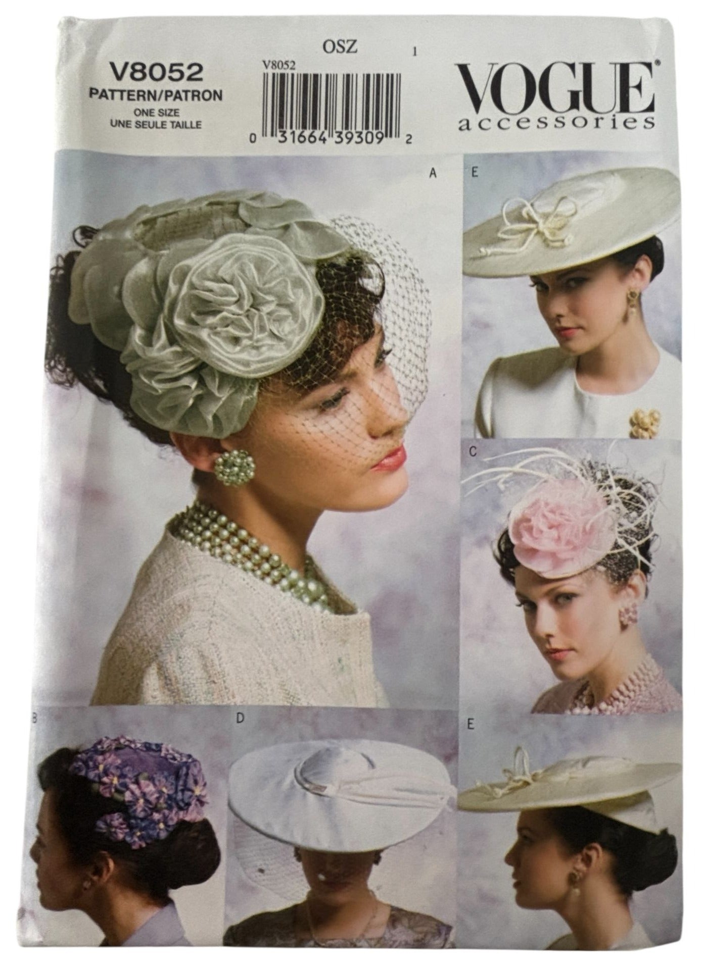 Vogue Sewing Pattern V8052 Misses Hat Vintage 1950s Style Accessories Wedding UC