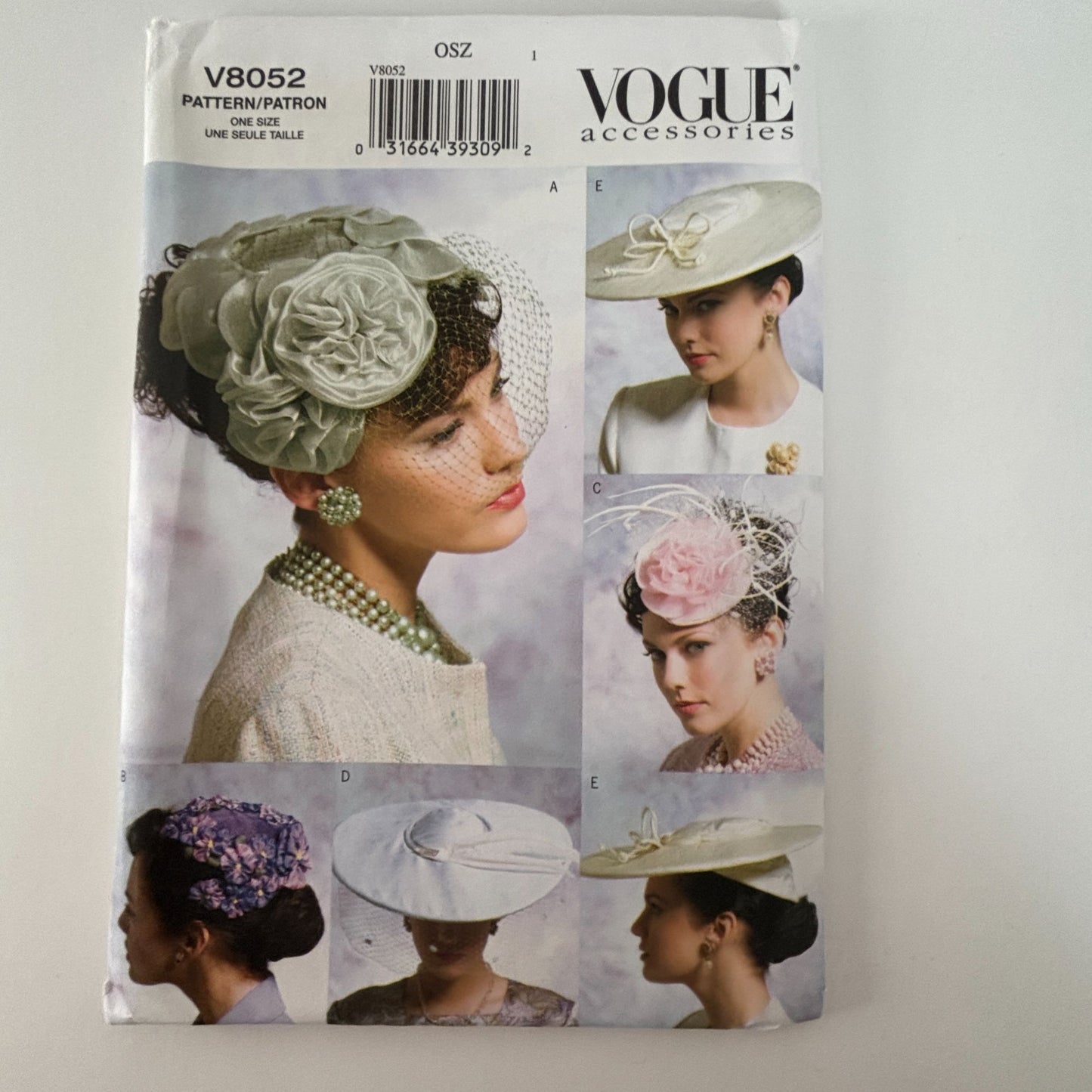 Vogue Sewing Pattern V8052 Misses Hat Vintage 1950s Style Accessories Wedding UC
