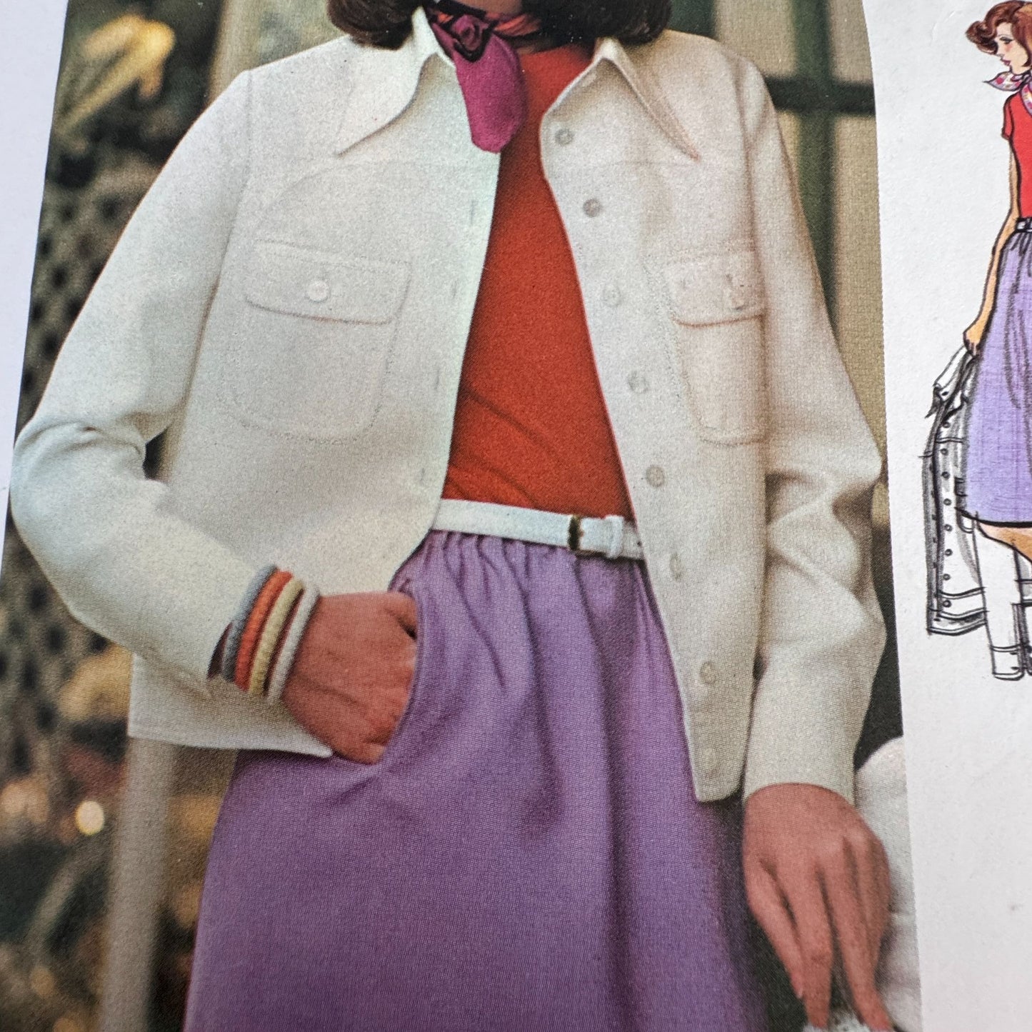 Vogue Sewing Pattern 1061 Americana Designer Anne Klein Bodysuit Jacket Skirt 1970s 14 Uncut