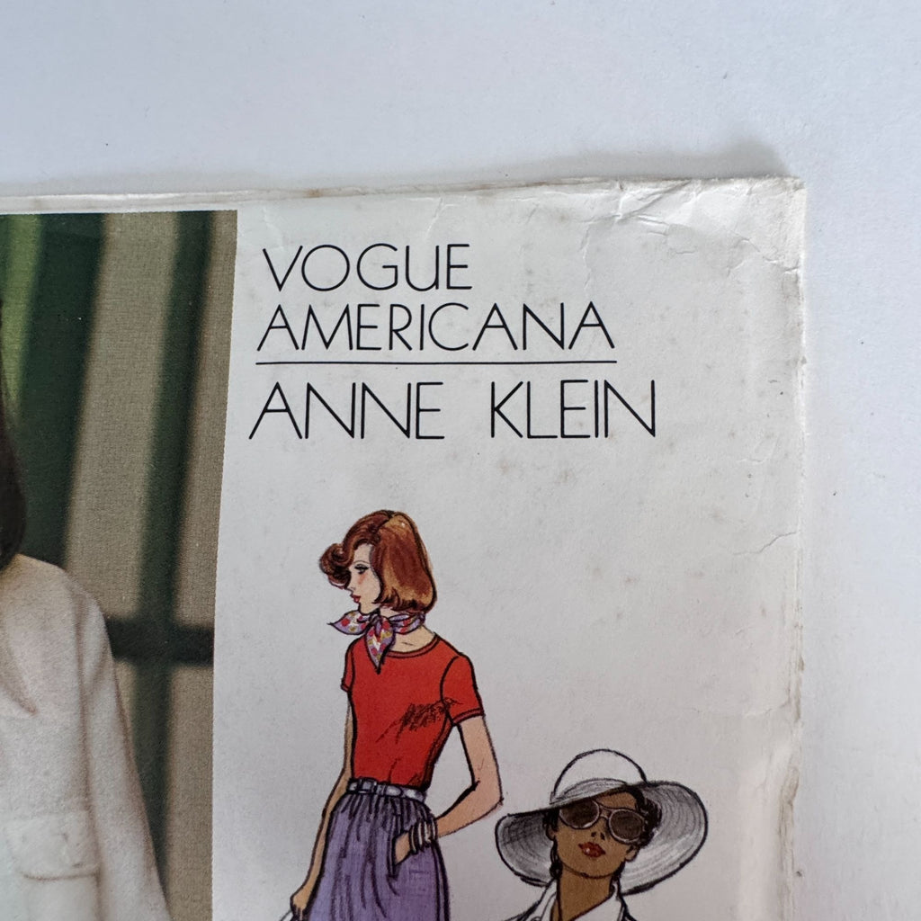 Vogue Sewing Pattern 1061 Americana Designer Anne Klein Bodysuit Jacket Skirt 1970s 14 Uncut