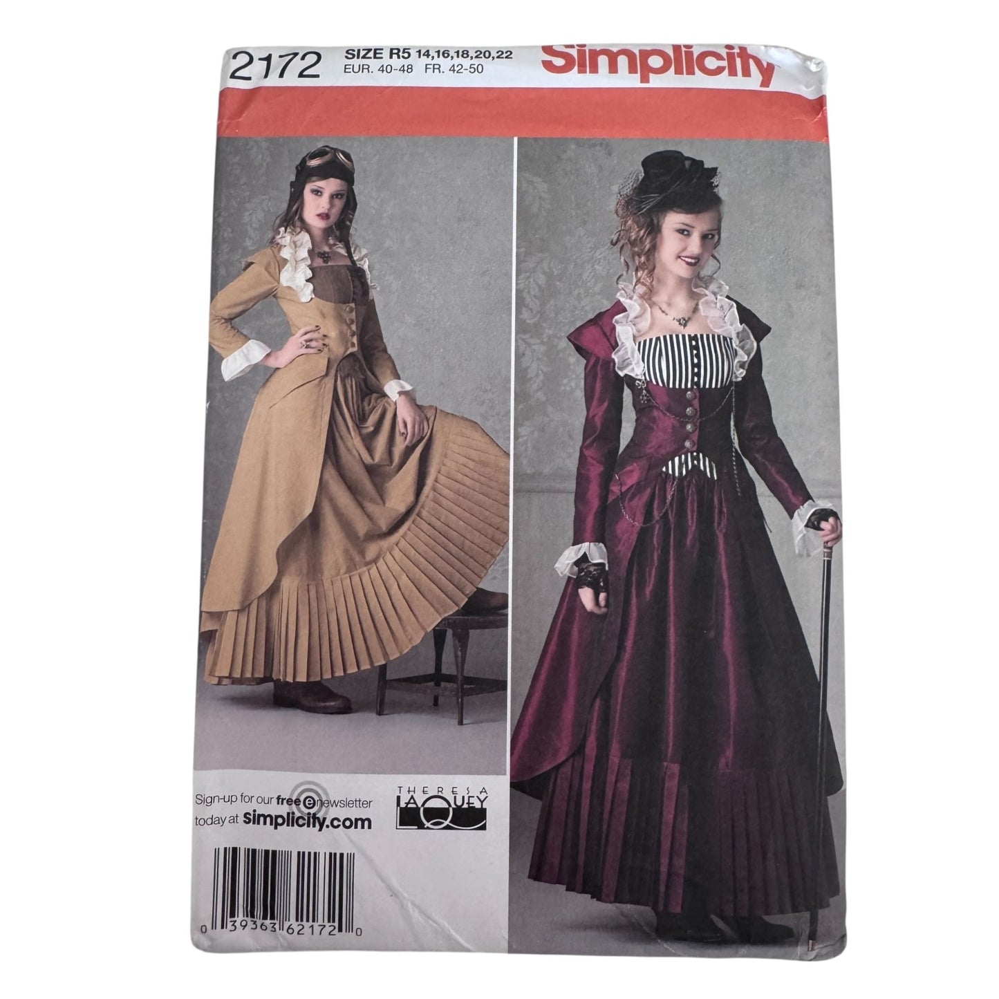 Simplicity Sewing Pattern 2172 Steampunk Costume Victorian Dress Coat 14-22 Uncut Halloween LaQuey