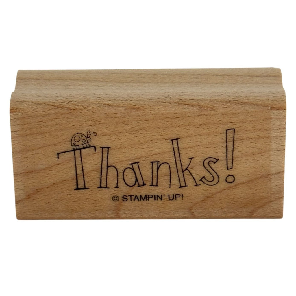 Stampin Up Rubber Stamp Ladybug Thanks Thank You Card Making Word Wood Mounted