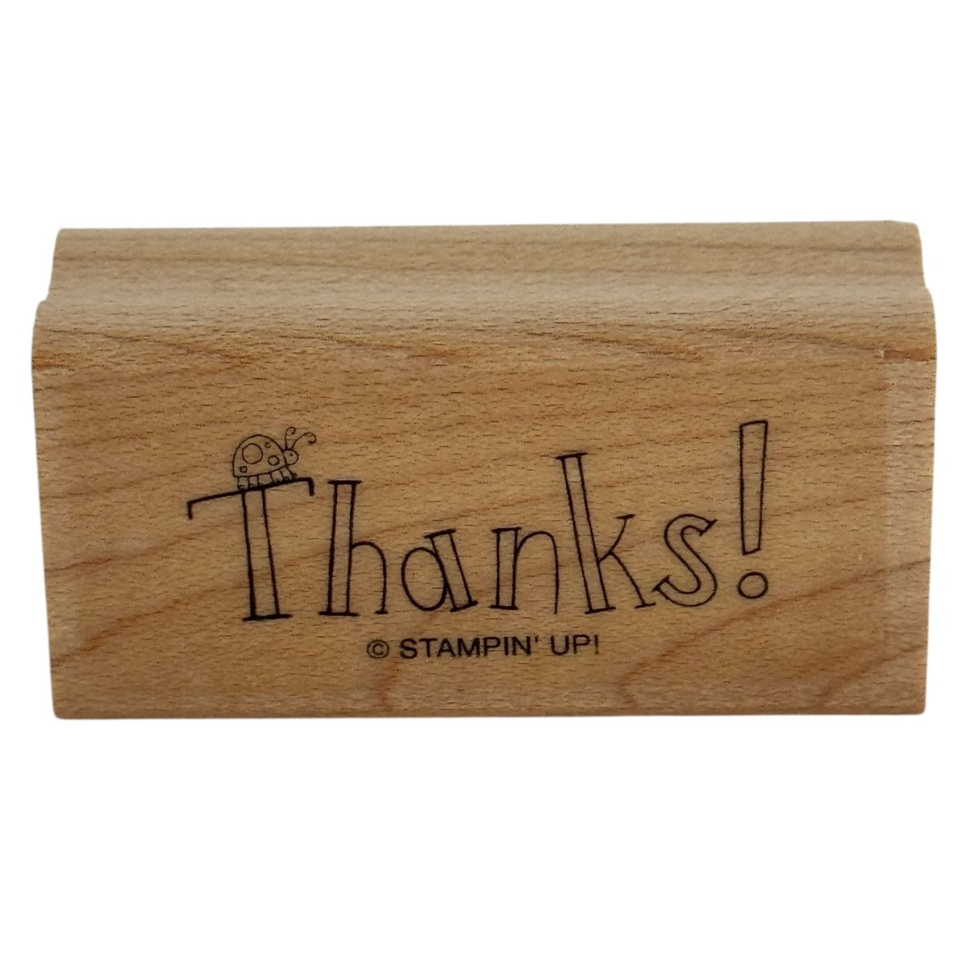 Stampin Up Rubber Stamp Ladybug Thanks Thank You Card Making Word Wood Mounted