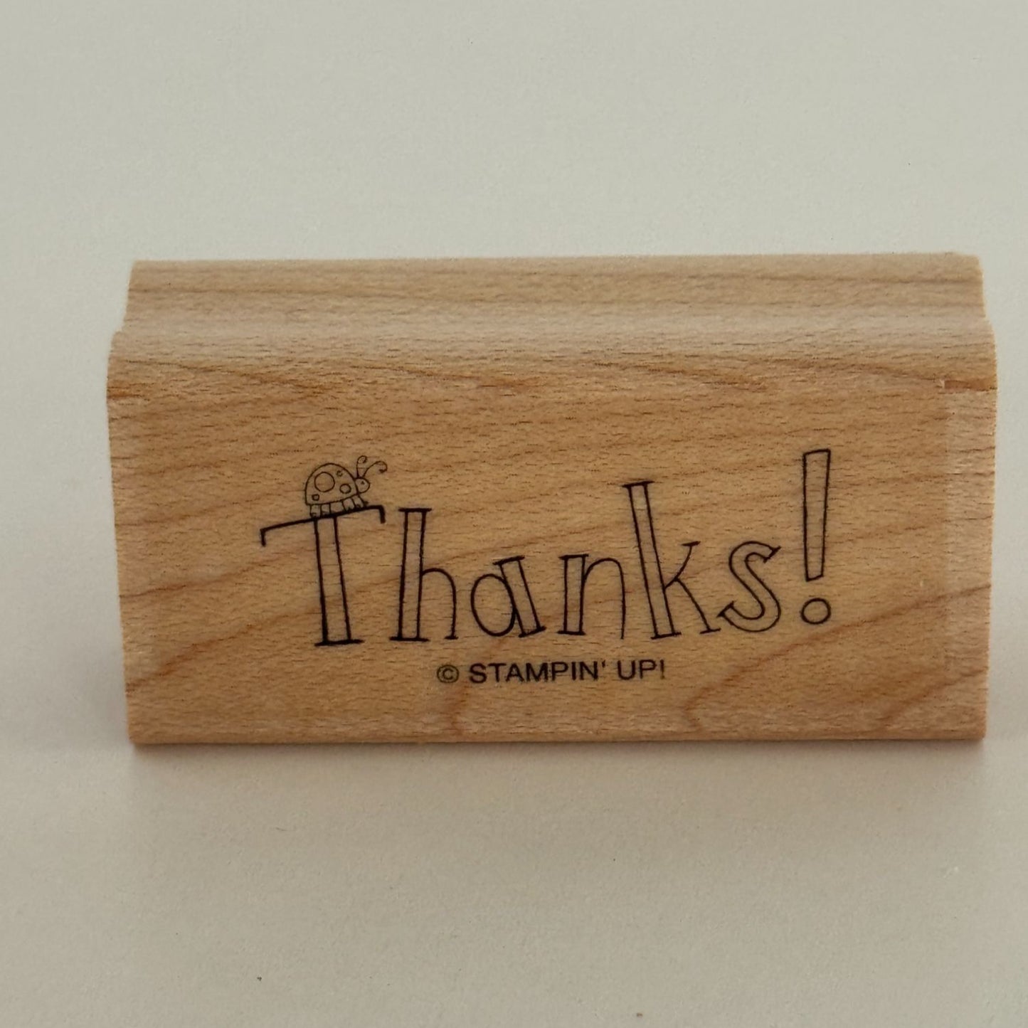 Stampin Up Rubber Stamp Ladybug Thanks Thank You Card Making Word Wood Mounted