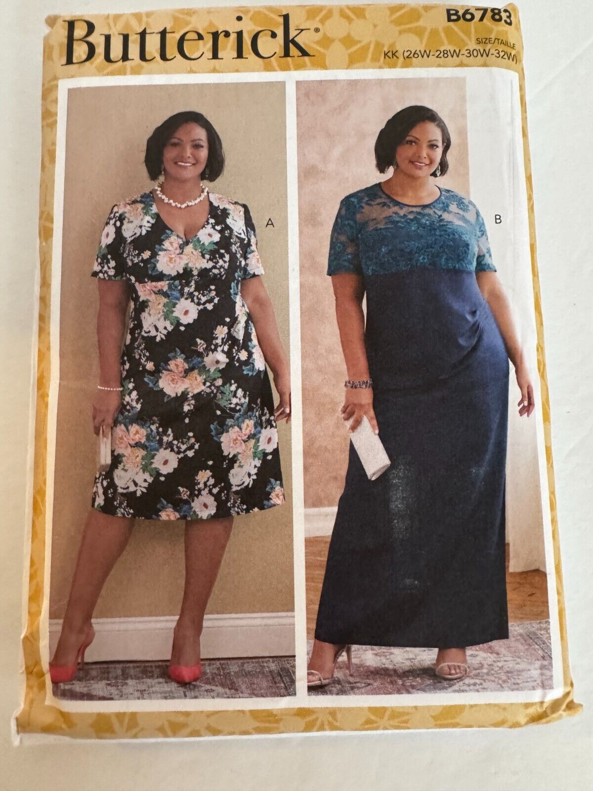 Butterick B6783 Plus Size 26W-32W Dress Pattern Wedding Guest Formal Evening FF