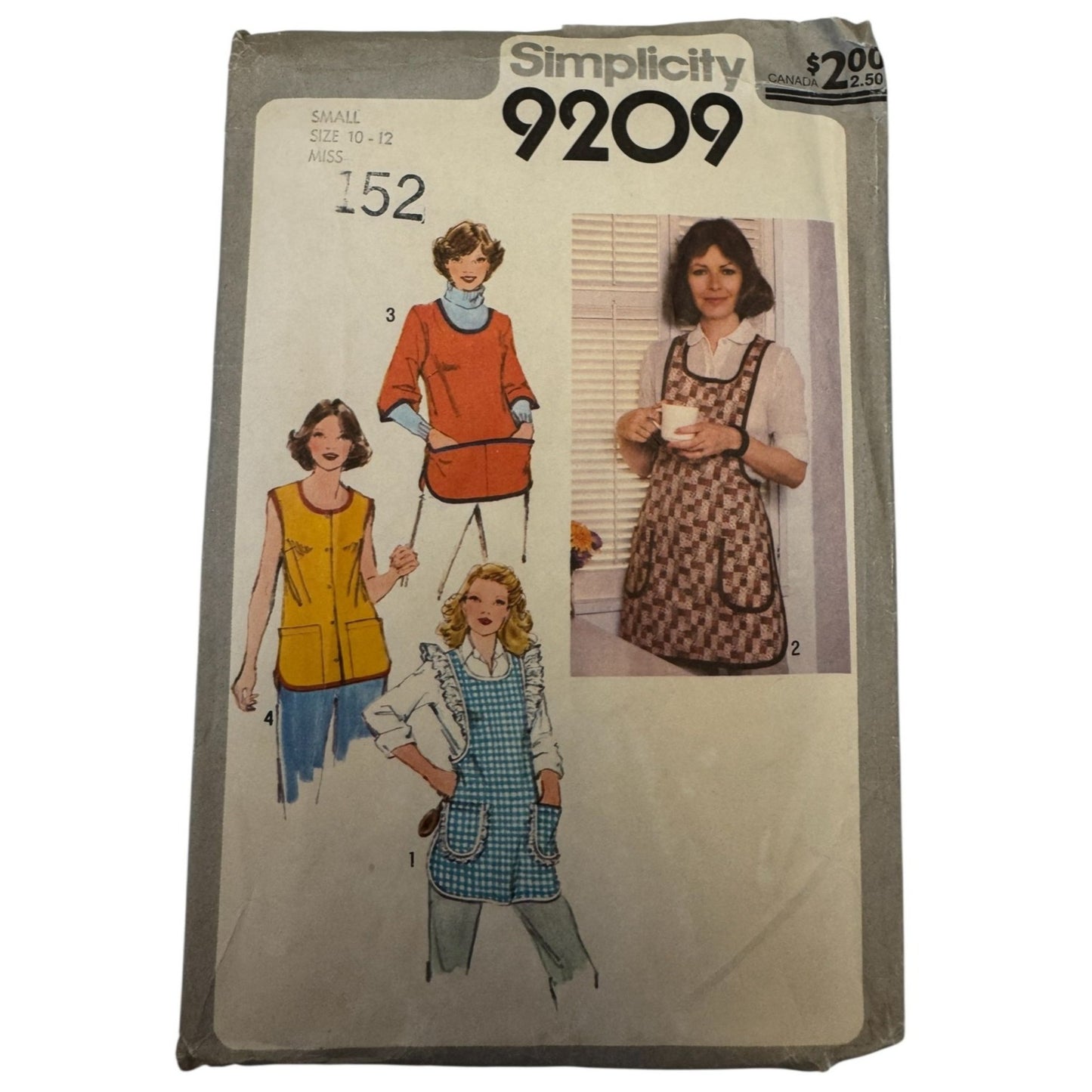Simplicity Sewing Pattern 9209 Kitchen Apron Retro Size Small 10 12 1970s Vintage Uncut