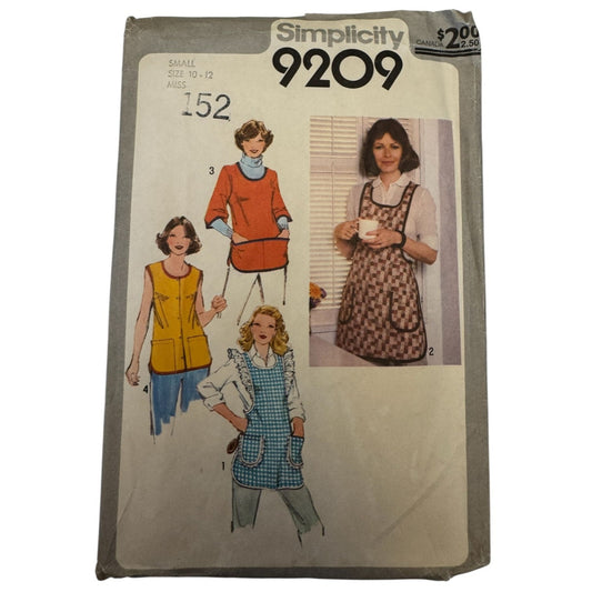 Simplicity Sewing Pattern 9209 Kitchen Apron Retro Size Small 10 12 1970s Vintage Uncut