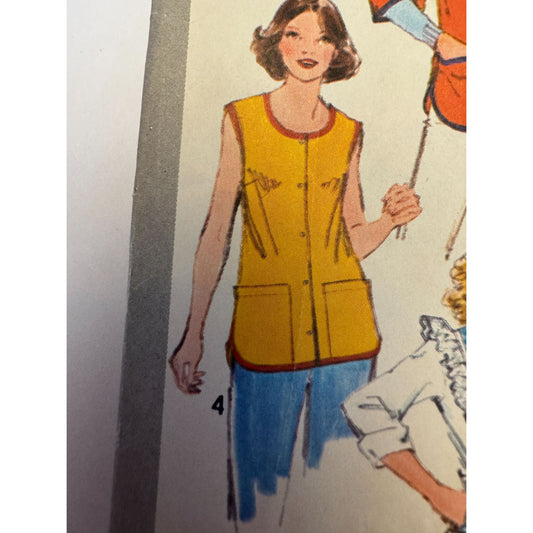 Simplicity Sewing Pattern 9209 Kitchen Apron Retro Size Small 10 12 1970s Vintage Uncut