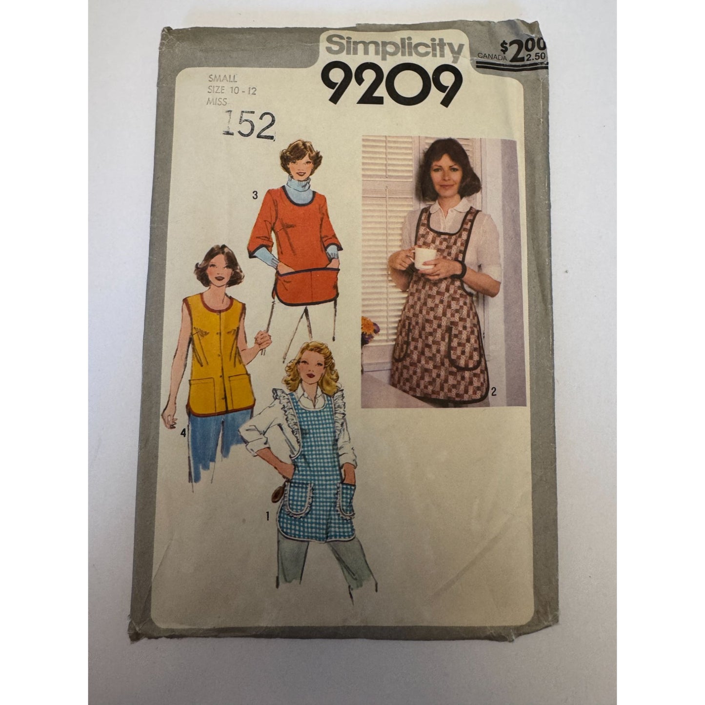 Simplicity Sewing Pattern 9209 Kitchen Apron Retro Size Small 10 12 1970s Vintage Uncut