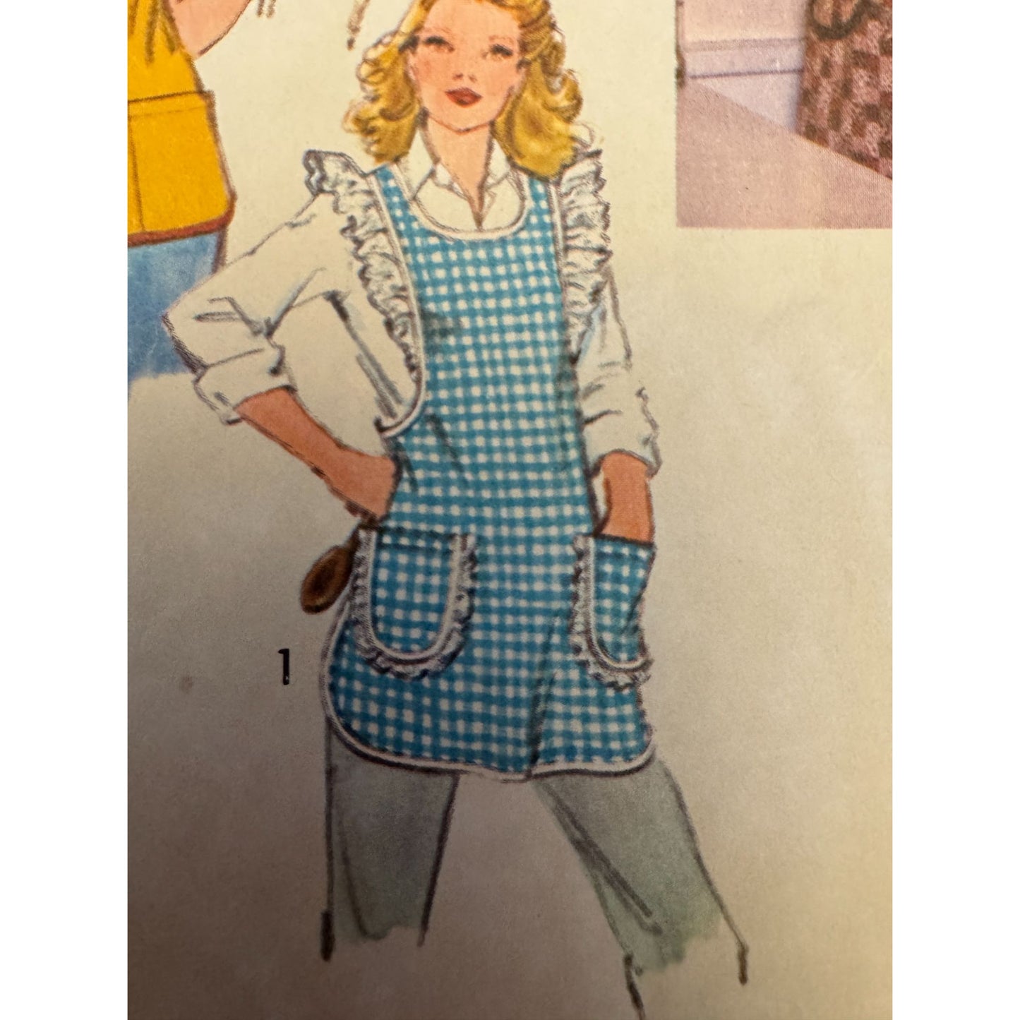 Simplicity Sewing Pattern 9209 Kitchen Apron Retro Size Small 10 12 1970s Vintage Uncut