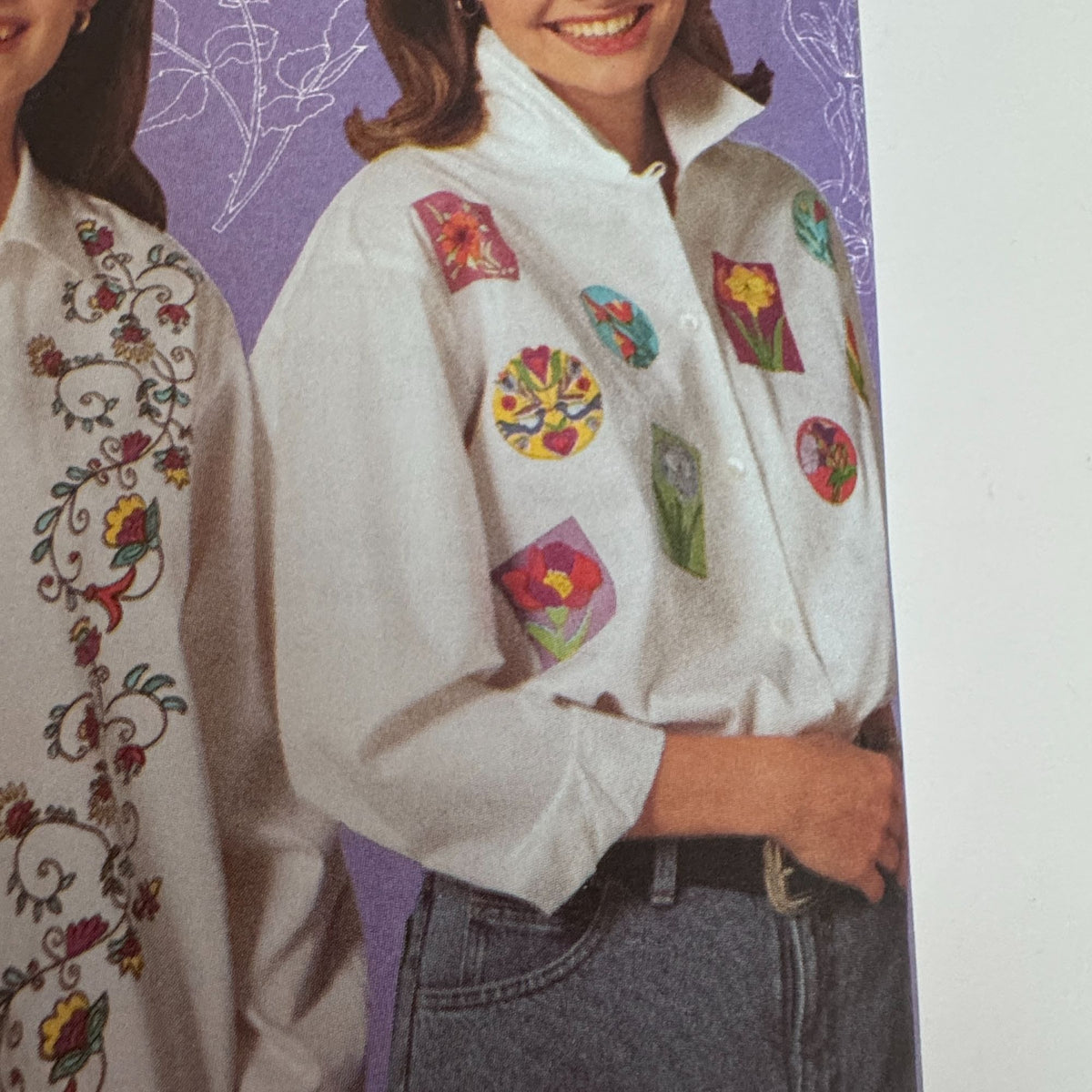 Butterick 6871 Floral Transfers Pattern Embroidery Applique Fabric Painting Markers Flowers Uncut