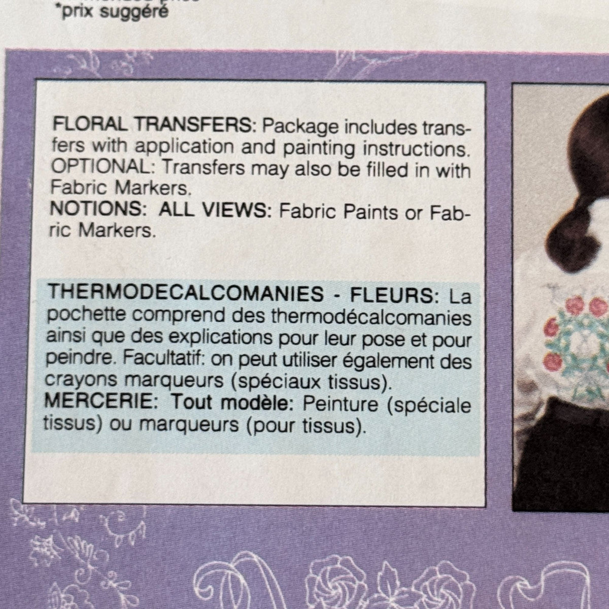 Butterick 6871 Floral Transfers Pattern Embroidery Applique Fabric Painting Markers Flowers Uncut