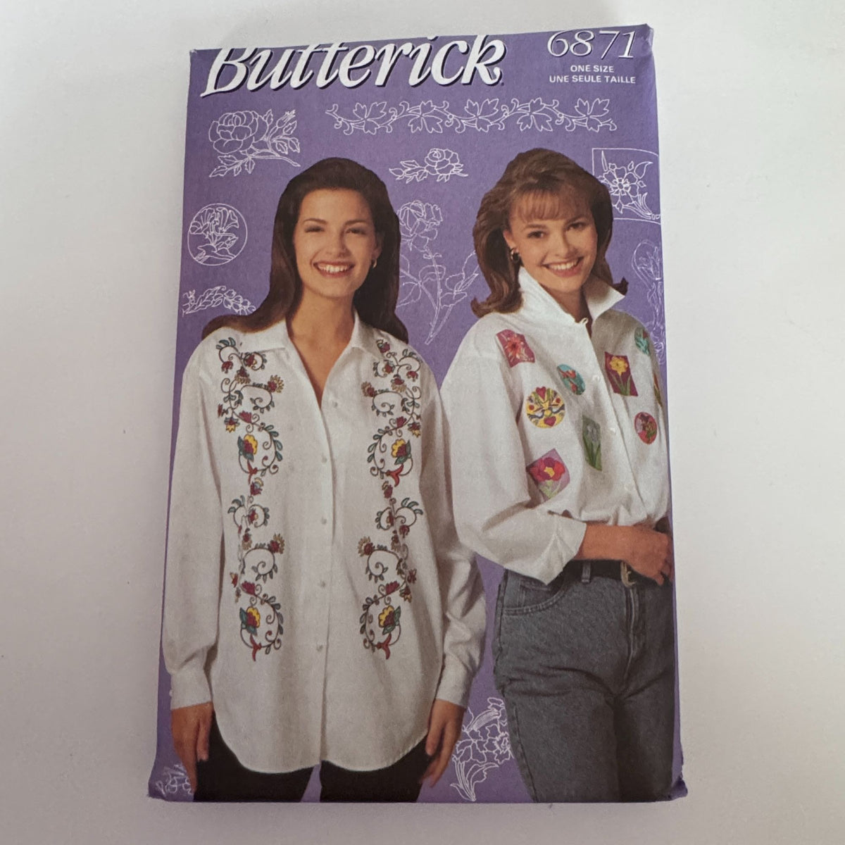 Butterick 6871 Floral Transfers Pattern Embroidery Applique Fabric Painting Markers Flowers Uncut