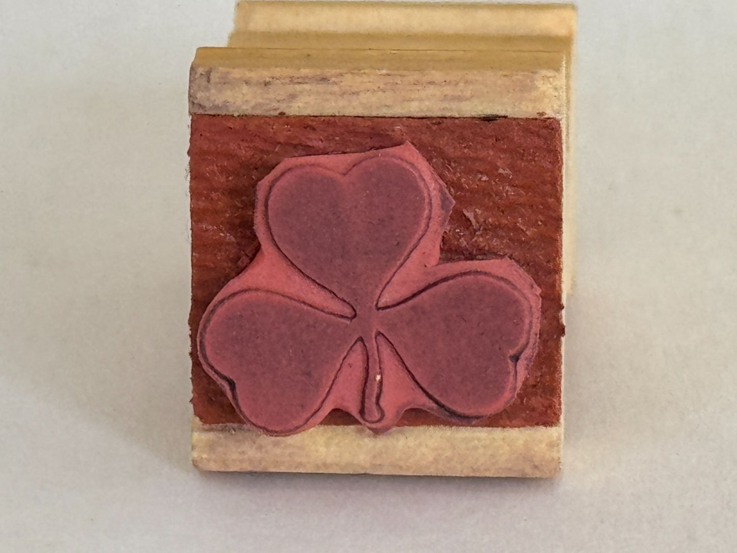Clover Rubber Stamp Shamrock St Patricks Day Saint March Small Craft Wood Mount