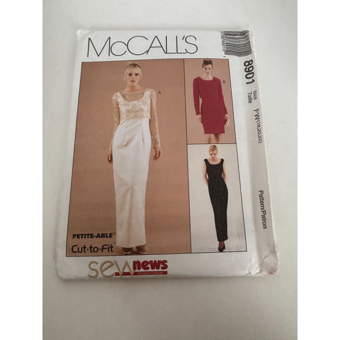 McCalls Sewing Pattern 8901 Elegant Dress Evening Formal Career 18 20 22 Uncut