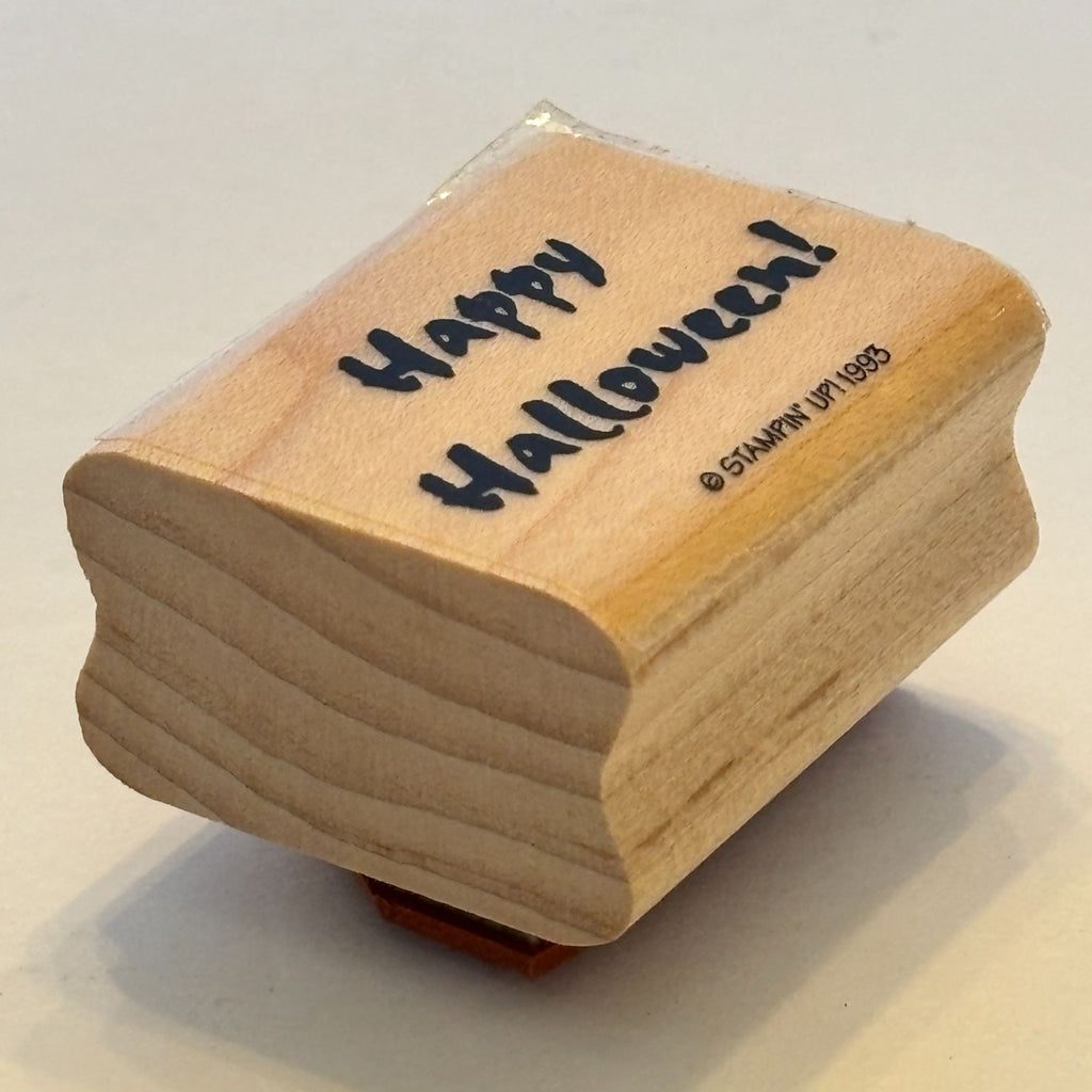 Stampin Up Rubber Stamp Happy Halloween Card Making Sentiment Words Wood Mounted