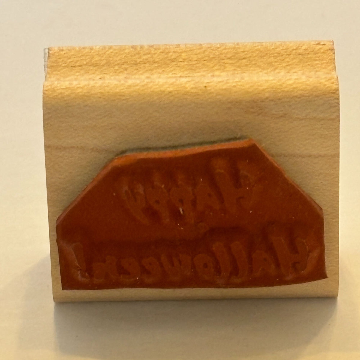 Stampin Up Rubber Stamp Happy Halloween Card Making Sentiment Words Wood Mounted