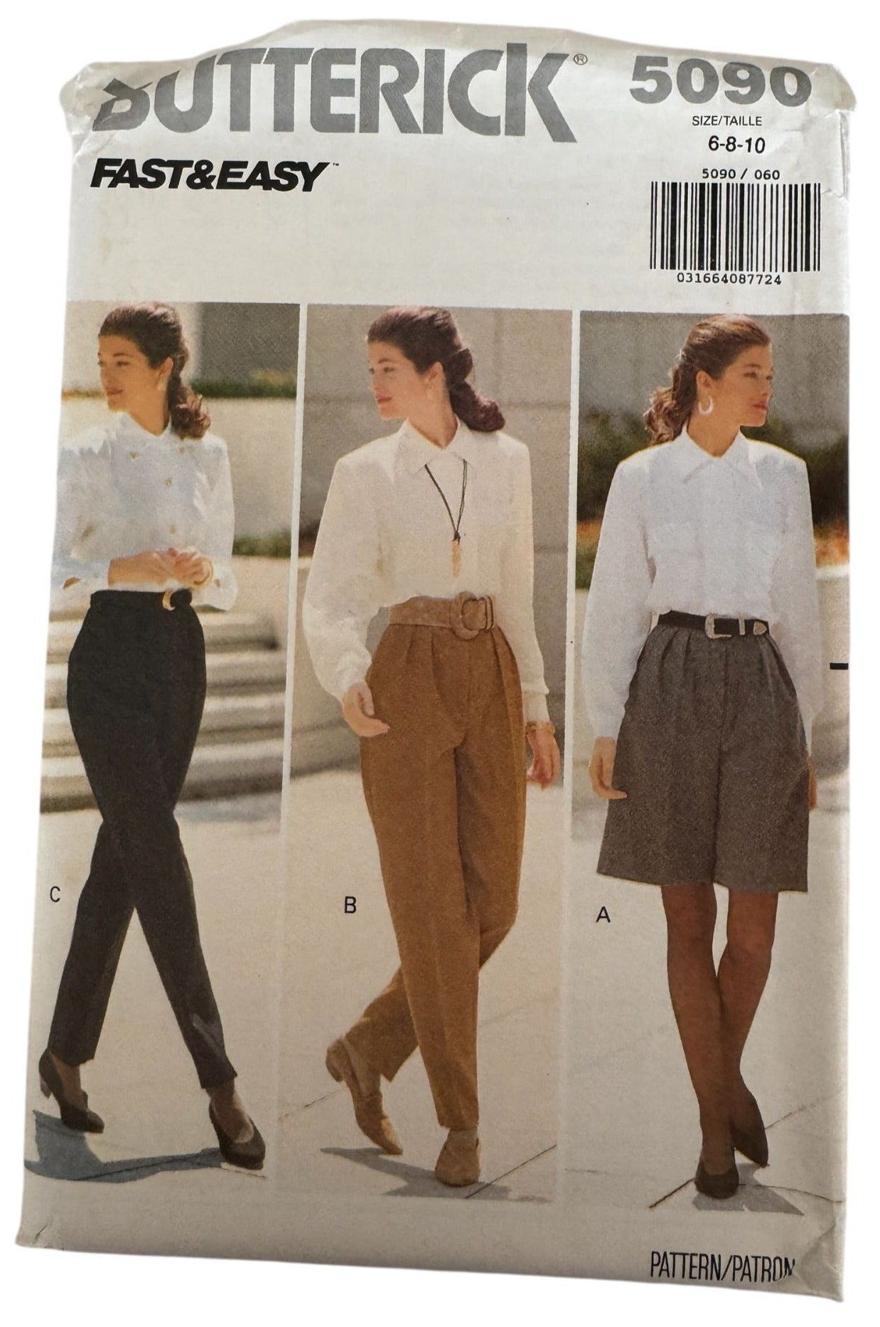 Butterick Sewing Pattern 5090 Fast Very Easy Misses Shorts Pants Tapered Leg