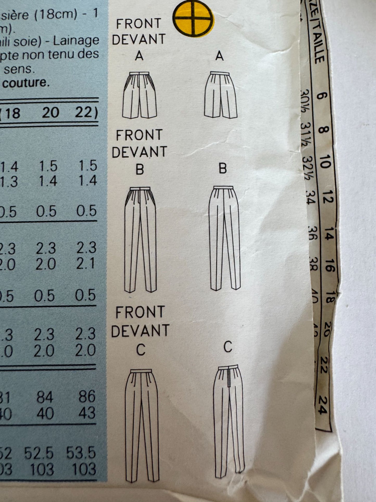 Butterick Sewing Pattern 5090 Fast Very Easy Misses Shorts Pants Tapered Leg