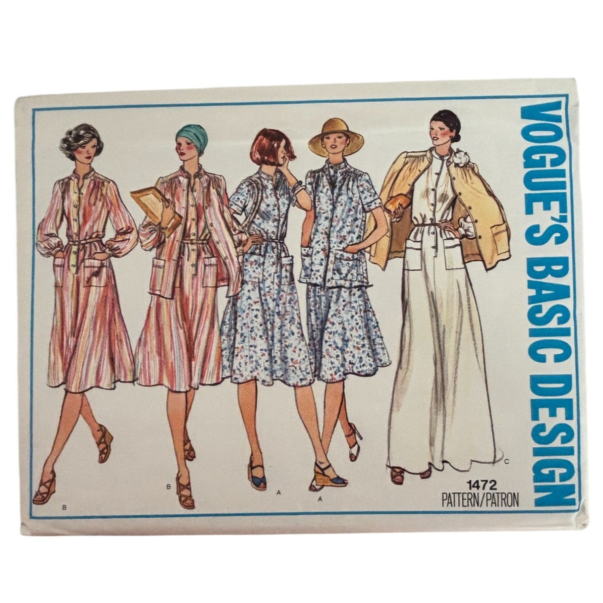 Vogue Sewing Pattern 1472 Jacket Midi Dress 70s Vintage Boho Belted Size 16.5 Uncut
