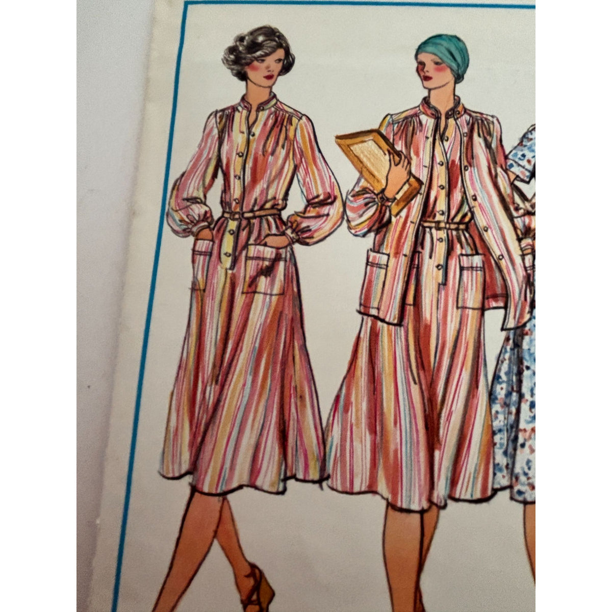 Vogue Sewing Pattern 1472 Jacket Midi Dress 70s Vintage Boho Belted Size 16.5 Uncut