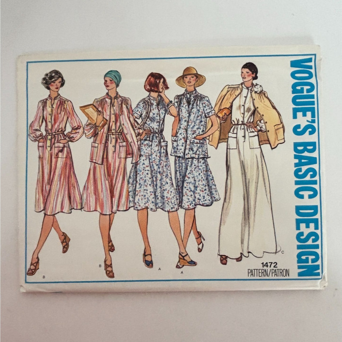 Vogue Sewing Pattern 1472 Jacket Midi Dress 70s Vintage Boho Belted Size 16.5 Uncut