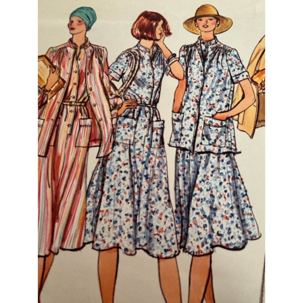 Vogue Sewing Pattern 1472 Jacket Midi Dress 70s Vintage Boho Belted Size 16.5 Uncut