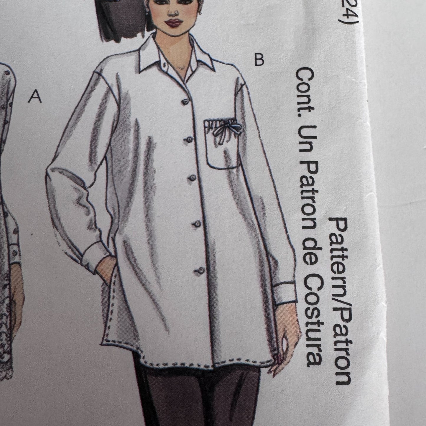 McCalls Sewing Pattern 2583 Blouse Boho Tunic Top Y2K Front Button Shirt 20-24 Uncut