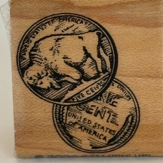 Stampin Up Rubber Stamp Buffalo Nickel Wooden Money Coin Card Making Numismatist