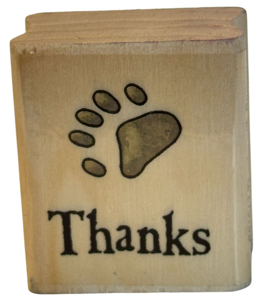 Uptown Rubber Stamp Animal Paw Print Boyds Bear Thanks Word Thank You Sentiment