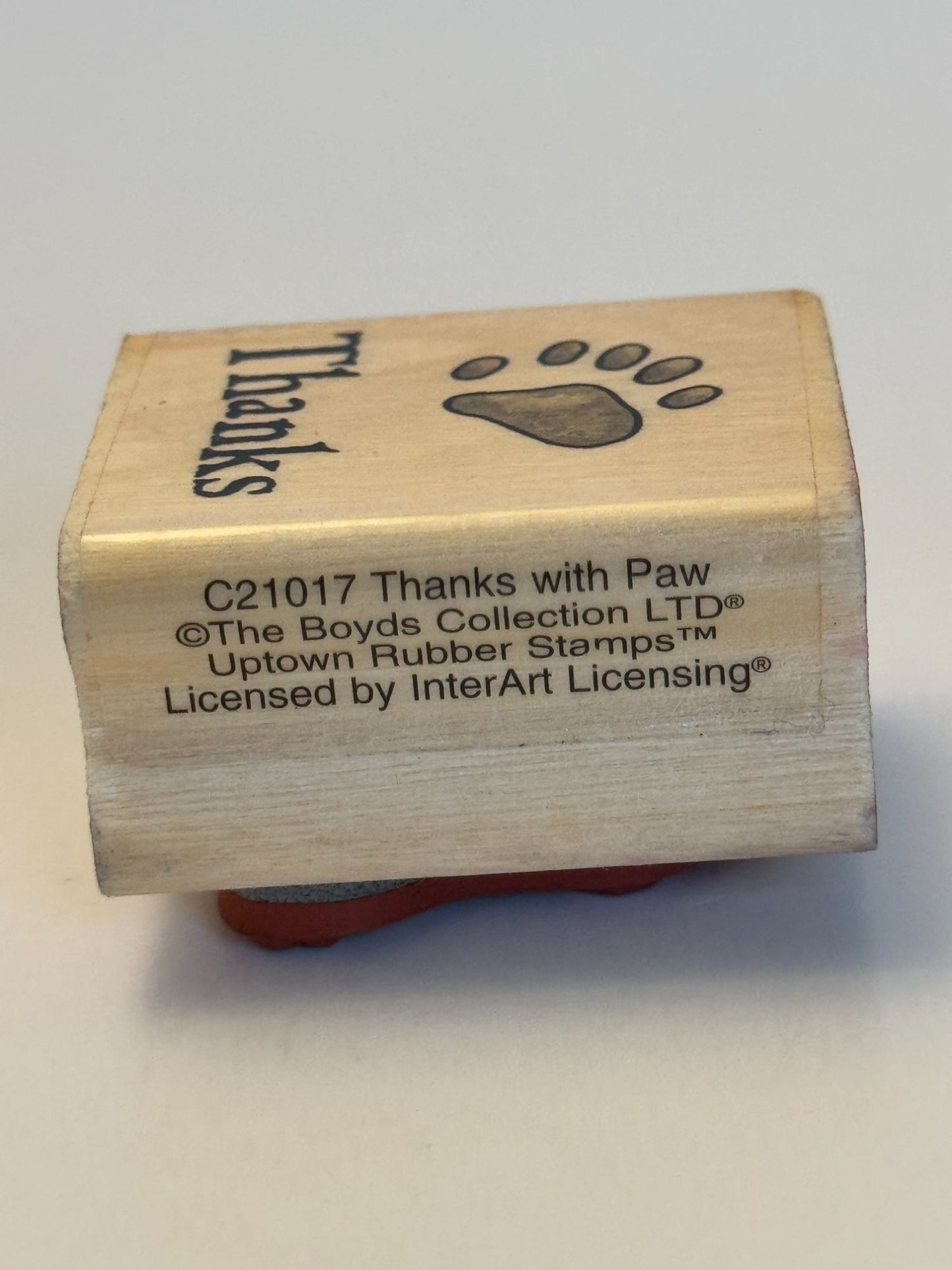 Uptown Rubber Stamp Animal Paw Print Boyds Bear Thanks Word Thank You Sentiment