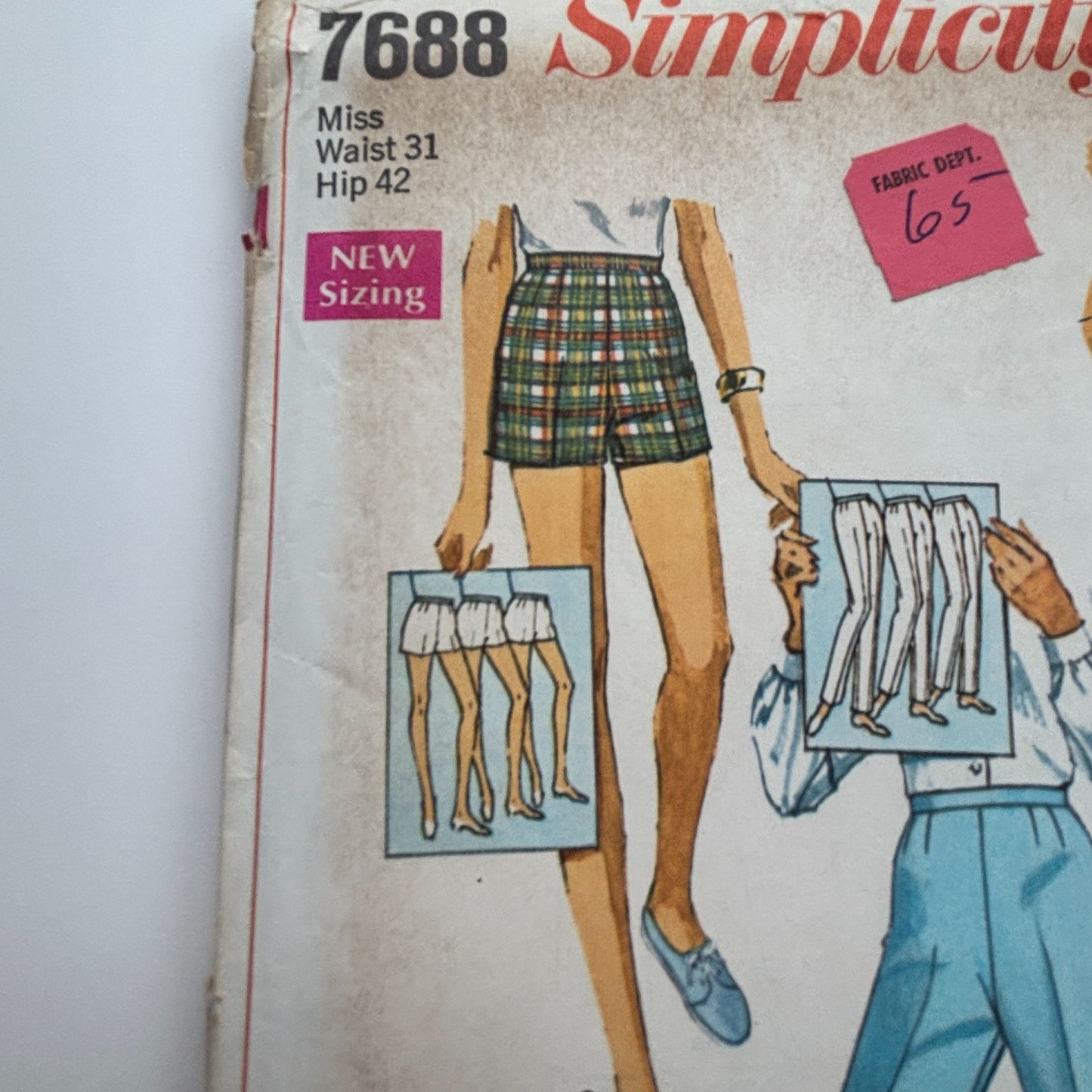 Simplicity Sewing Pattern 7688 Mod Pants Jamaica Short Shorts Vintage 1960s UC