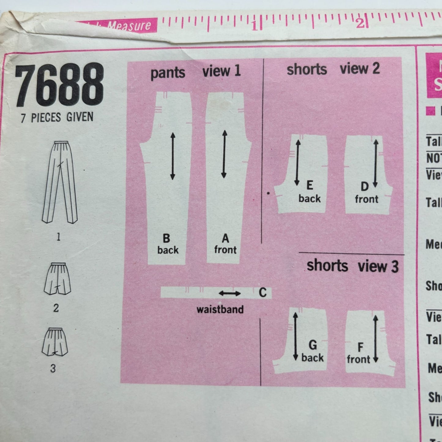 Simplicity Sewing Pattern 7688 Mod Pants Jamaica Short Shorts Vintage 1960s UC