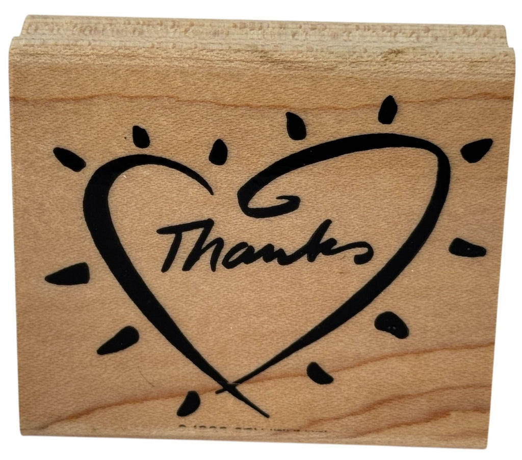 Stampin Up Rubber Stamp Thanks Heart Thank You Card Making Wood Mounted Friends