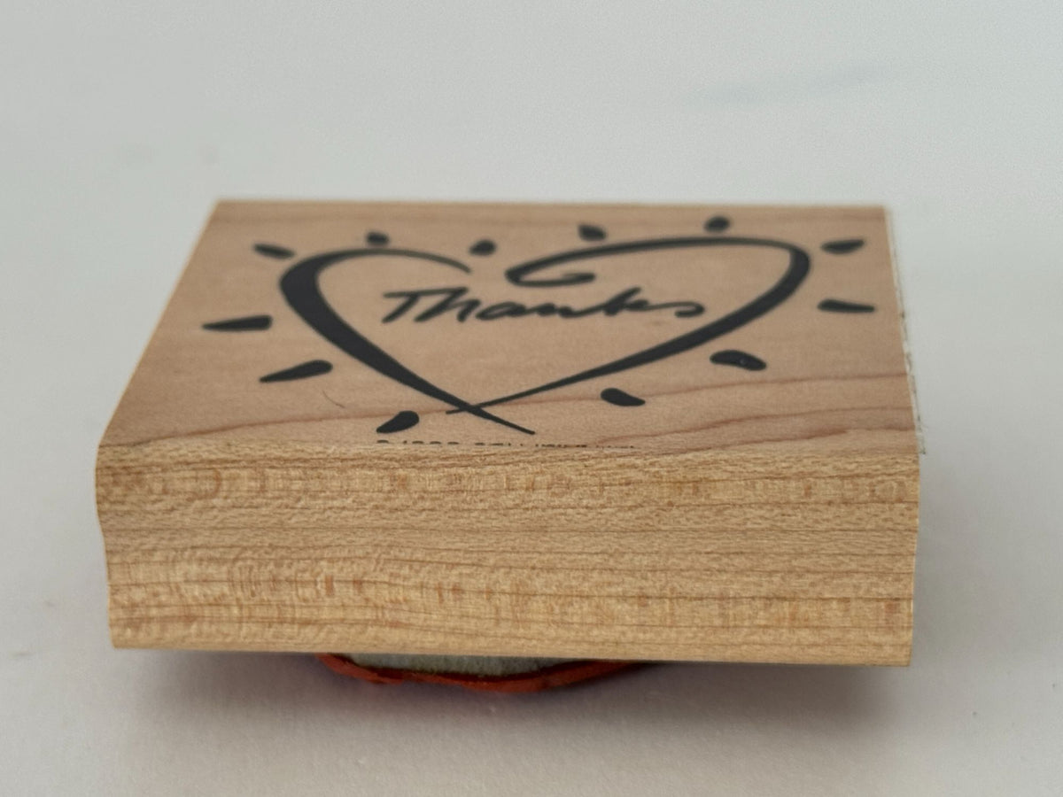 Stampin Up Rubber Stamp Thanks Heart Thank You Card Making Wood Mounted Friends